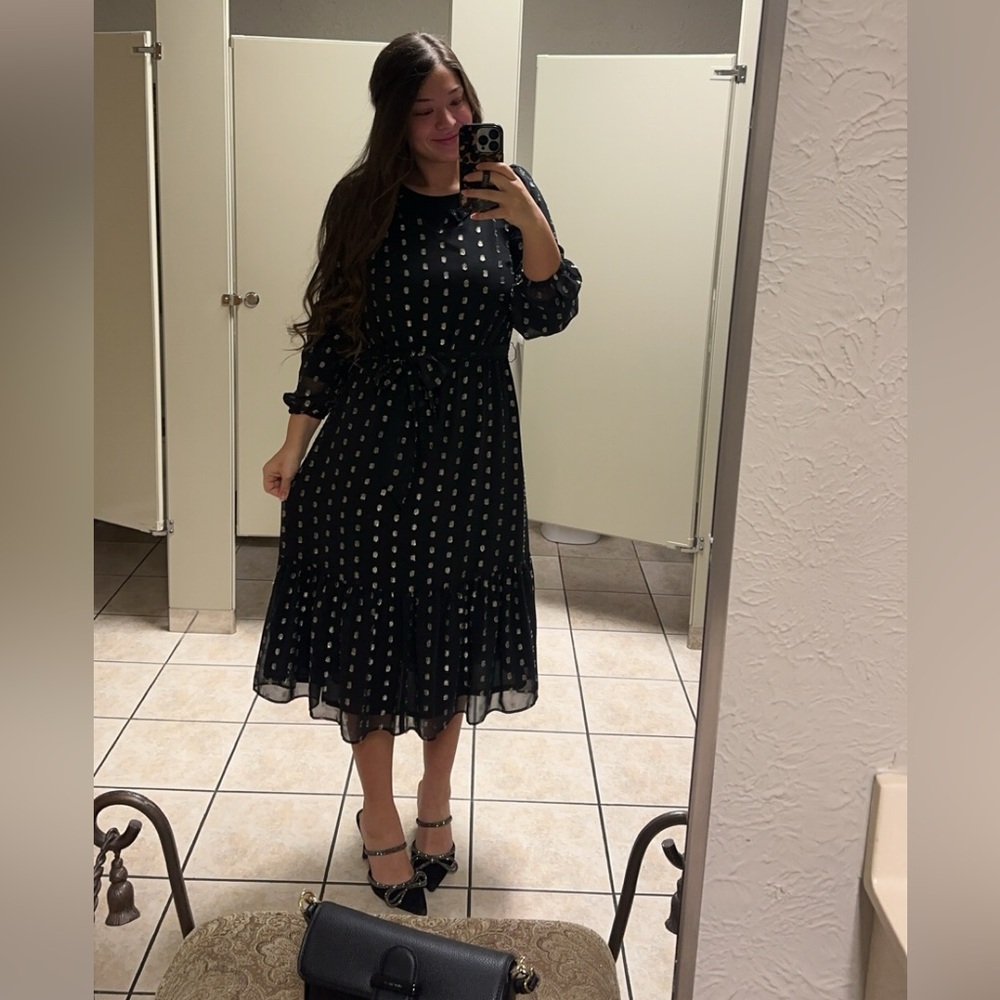 Talbots Black and White Midi Dress